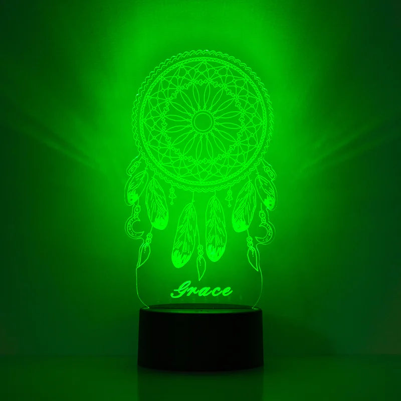 Personalised Dream Catcher Night Light 7 Colours - Custom Acrylic LED Name Night Lamp - Christmas, Valentine's, Anniversary, Birthday Gift