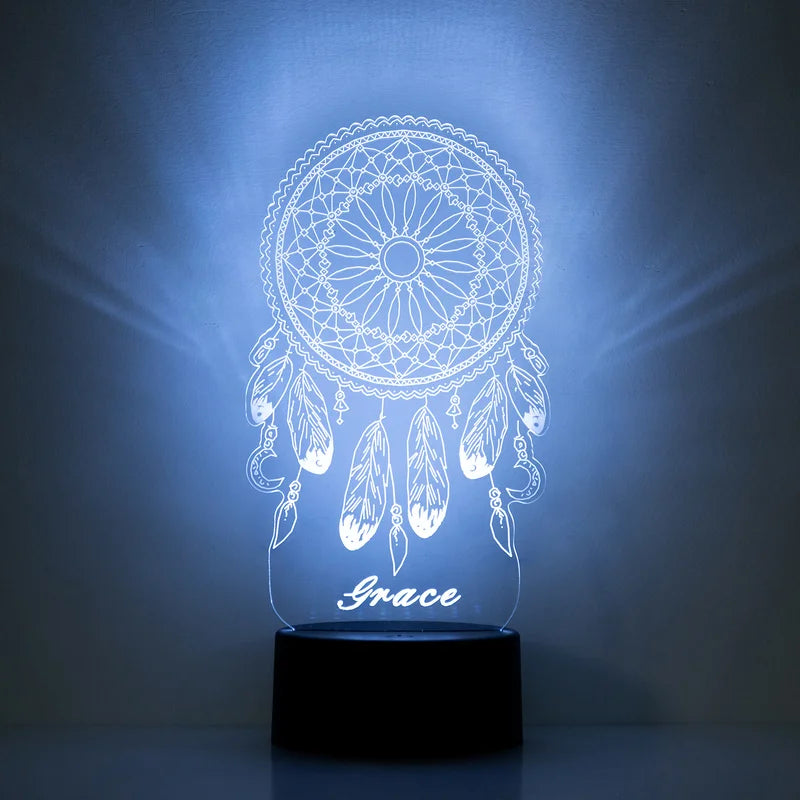 Personalised Dream Catcher Night Light 7 Colours - Custom Acrylic LED Name Night Lamp - Christmas, Valentine's, Anniversary, Birthday Gift