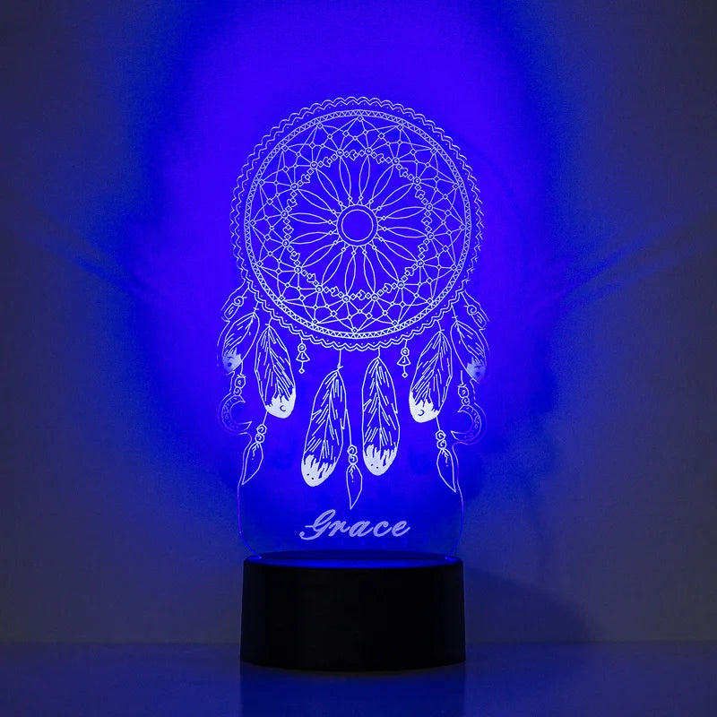 Personalised Dream Catcher Night Light 7 Colours - Custom Acrylic LED Name Night Lamp - Christmas, Valentine's, Anniversary, Birthday Gift