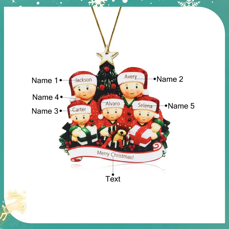 Personalised Family of 2,3,4,5 Christmas Decorations - Personalised Baubles with 2 to 5 Names and Text