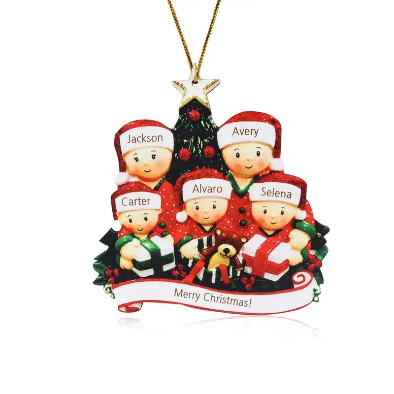 Personalised Family of 2,3,4,5 Christmas Decorations - Personalised Baubles with 2 to 5 Names and Text