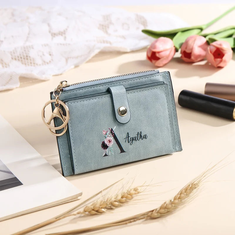 Personalised Initial & Name Wallet - Leather Engraved Wallet for Her - Christmas, Valentine's, Anniversary, Birthday, Mother's Day Gift Idea