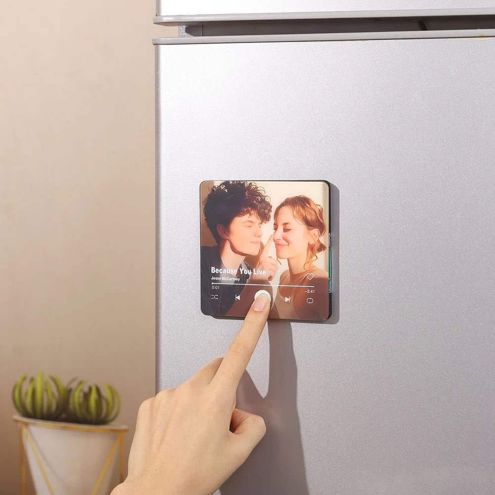 Personalised Photo & Music Fridge Magnet, Colorful Frame Album Fridge Magnet, Music Wall Photo Sticker Music Movement That Can Be Played Gift for Couple