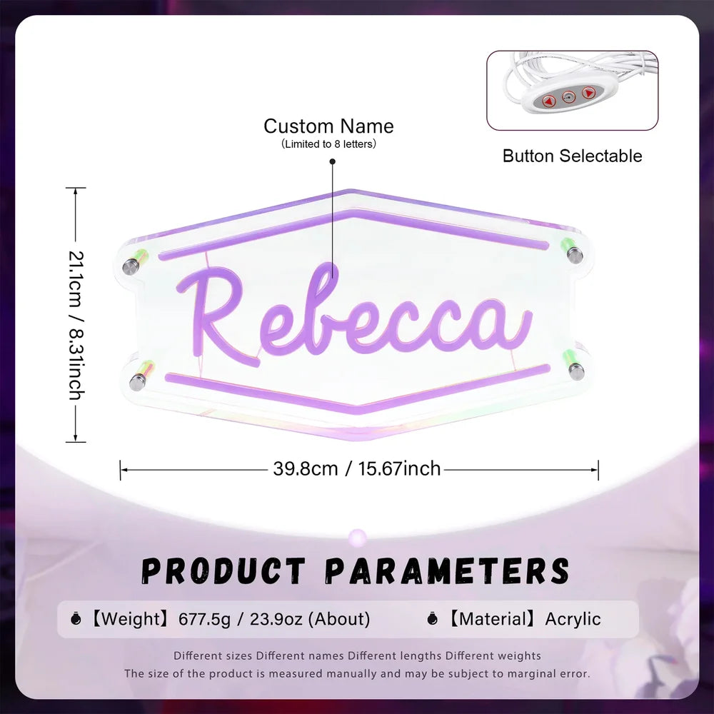 Custom Neon Name Sign - Personalised Neon Name Light - Neon Letters - 5 Colours