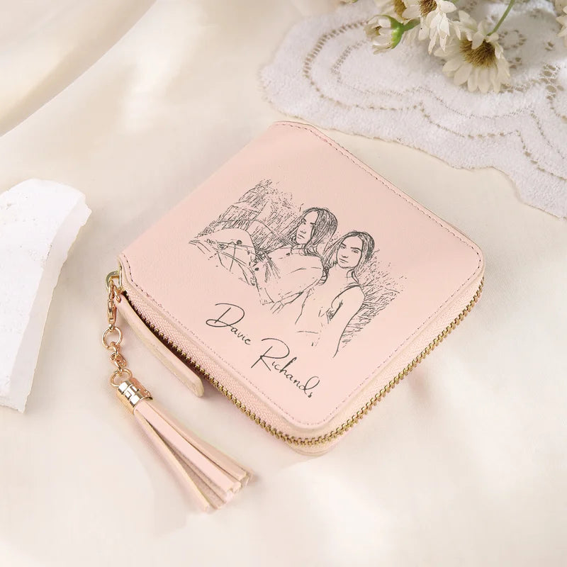 Personalised Photo Wallet - Pink Leather Engraved Wallet - Photo Gift for Her - Christmas, Valentine's, Anniversary, Birthday, Mother's Day Gift Idea