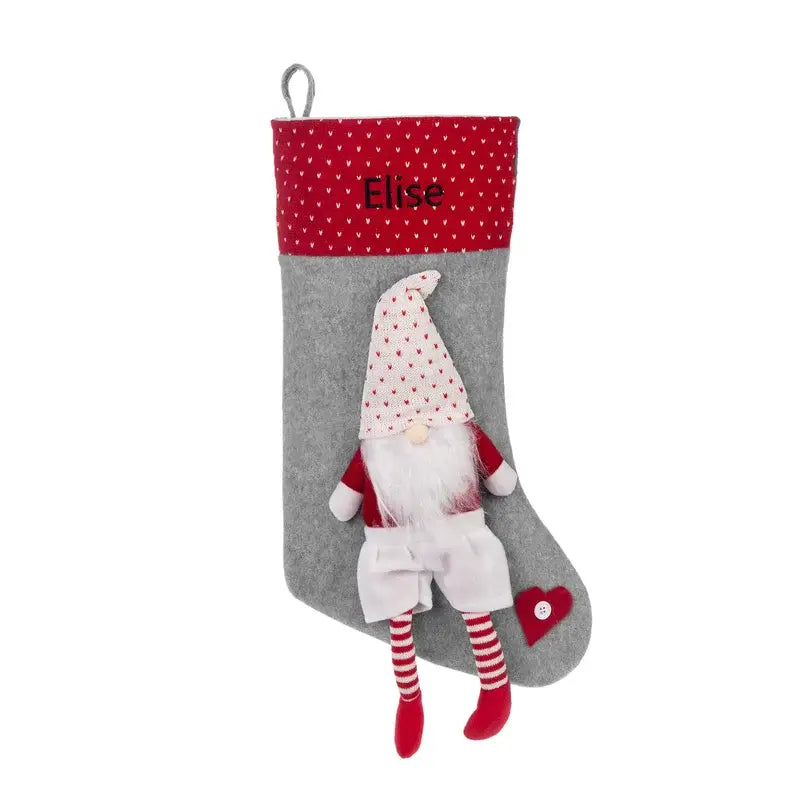 Personalised Santa Stocking Grey Red White Three Colours