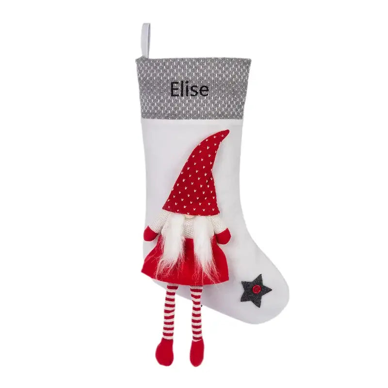 Personalised Santa Stocking Grey Red White Three Colours