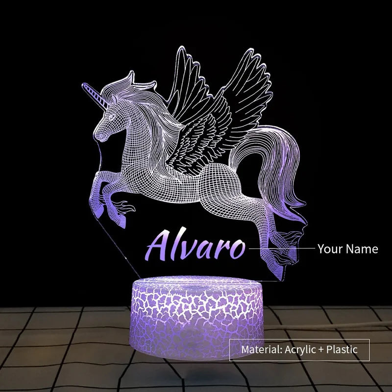 Personalised Unicorn Name Night Light - Custom Acrylic LED Name Night Lamp - Christmas, Valentine's, Anniversary, Birthday, Mother's Day Gift - Gift for Mum, Her, Girlfriend, Daughter