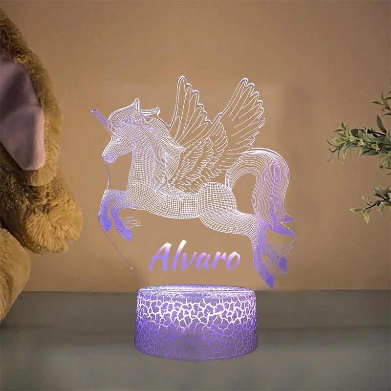 Personalised Unicorn Name Night Light - Custom Acrylic LED Name Night Lamp - Christmas, Valentine's, Anniversary, Birthday, Mother's Day Gift - Gift for Mum, Her, Girlfriend, Daughter