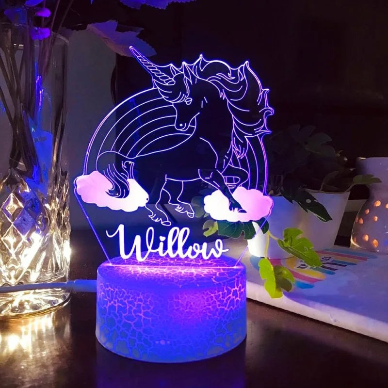 Personalised Unicorn Night Light with Name - Acrylic LED Night Lamp - Gift for Christmas, Valentine's Day, Anniversary, Birthday