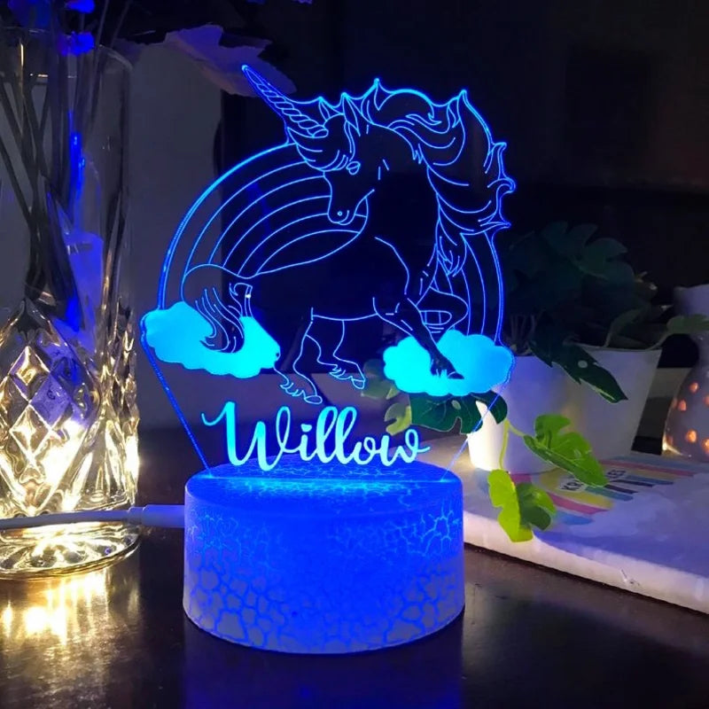 Personalised Unicorn Night Light with Name - Acrylic LED Night Lamp - Gift for Christmas, Valentine's Day, Anniversary, Birthday