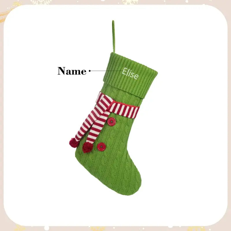 Personalised Xmas Name Stockings Green/Red/White