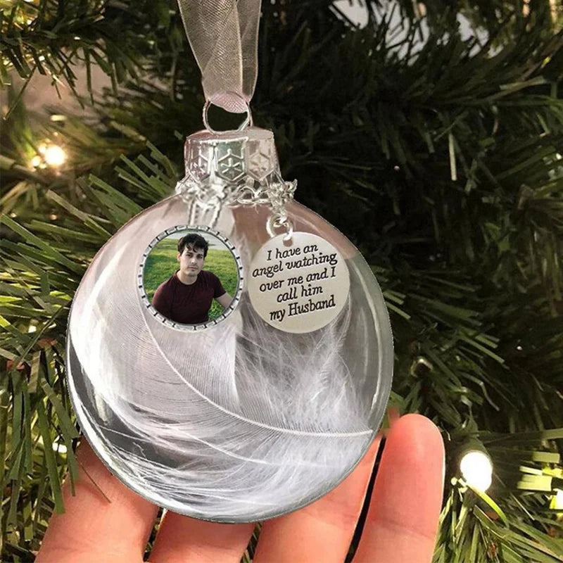 Photo Feather Bottle Personalised Christmas Bauble – Unique Christmas Ornament