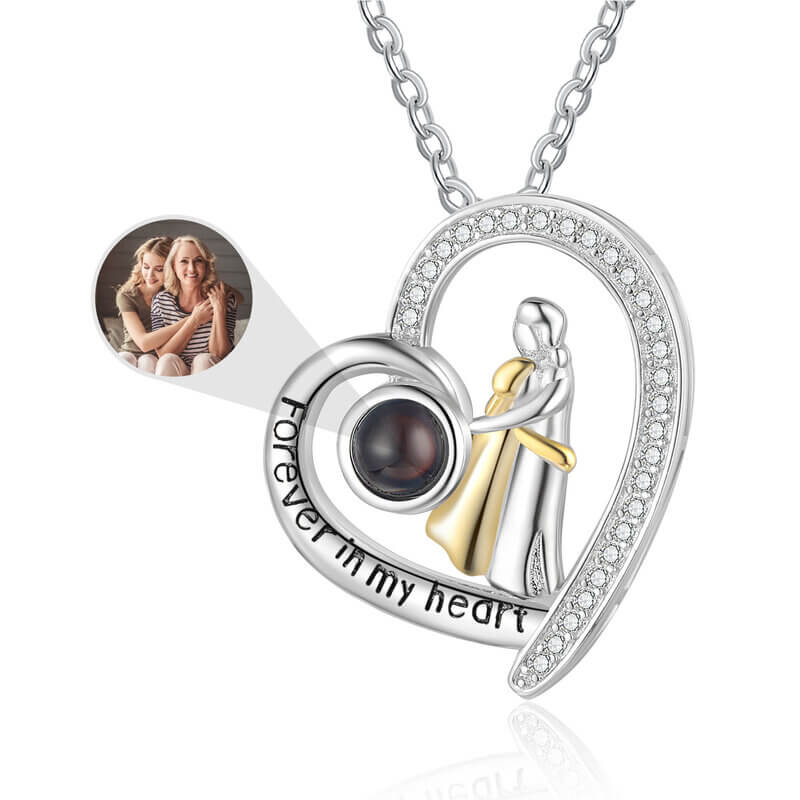 Photo Projection Necklace Mother and Daughter Heart Pendant