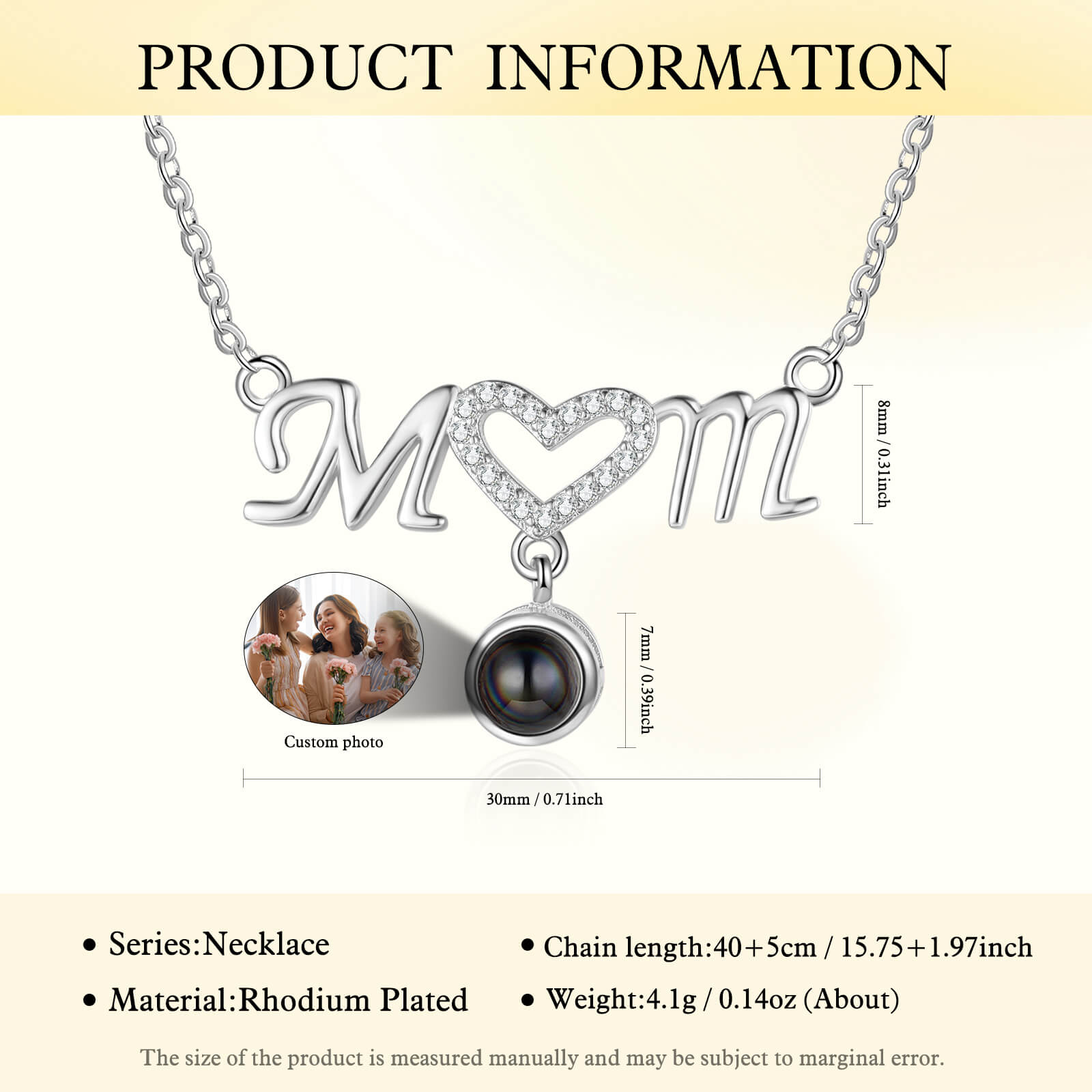 GiftStore Personalized Photo Projection Necklace,925 Sterling Silver  Projection Photo Necklace Custom Gift I Love You 100 Languages Pendant  Jewelry Gifts for Women Girls : Amazon.co.uk: Fashion