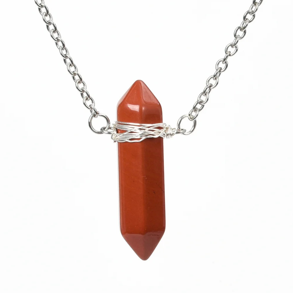 Red Jasper Healing Crystal Point Crystal Necklace