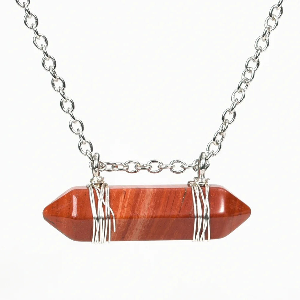 Red Jasper Crystal Point Healing Crystal Necklace