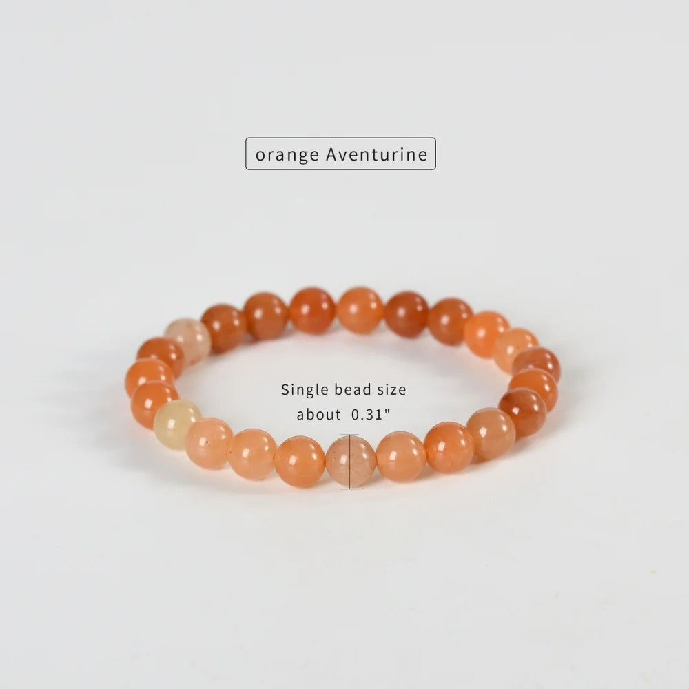 Red Orange Aventurine Healing Crystal Bracelet 8mm