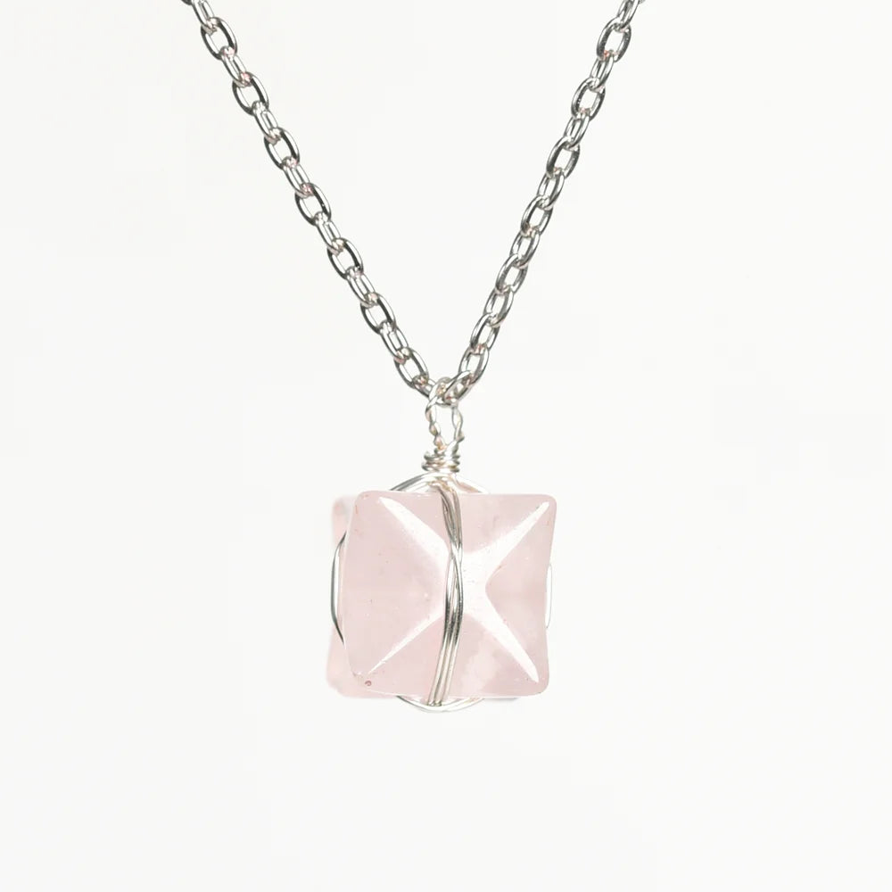 Rose Quartz Merkaba Crystal Necklace