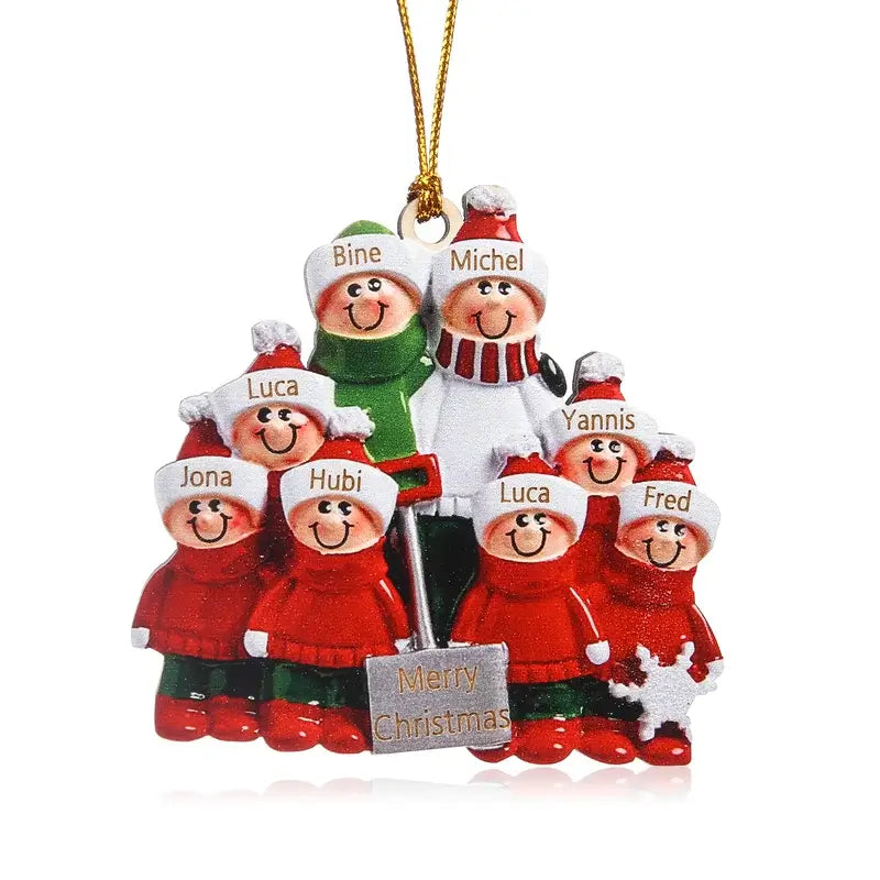 Shovel Family 7 Personalised Christmas Decorations DO-IT-YOURSELF - Personalised Baubles with 2 to 8 Names and Text