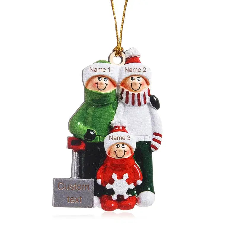 Shovel Family 7 Personalised Christmas Decorations DO-IT-YOURSELF - Personalised Baubles with 2 to 8 Names and Text