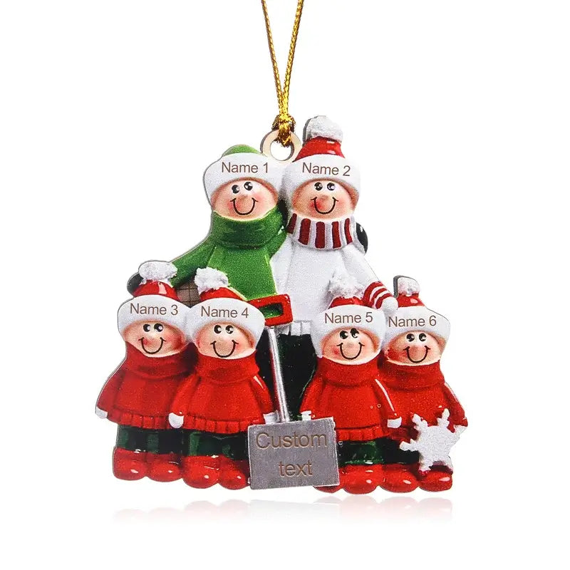 Shovel Family 7 Personalised Christmas Decorations DO-IT-YOURSELF - Personalised Baubles with 2 to 8 Names and Text