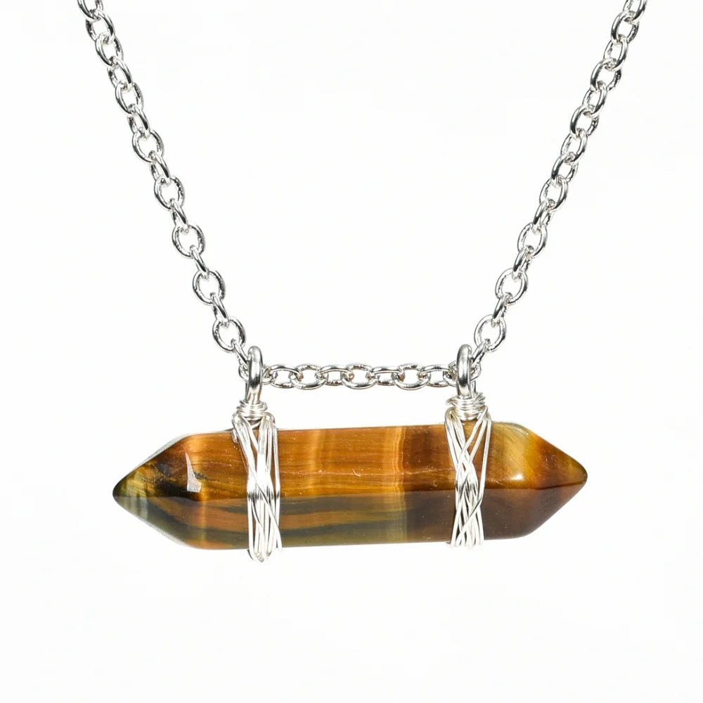 Tiger Eye Crystal Point Healing Crystal Necklace