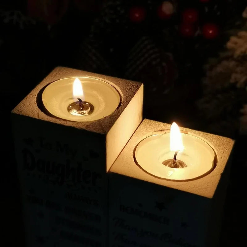 Wooden Tea Light Holders - Daughter-in-Law Gift from Mum - Candlestick Set