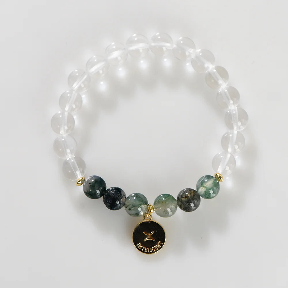 Zodiac Birthstone Bracelet - Healing Crystal Bracelet with Zodiac Charm