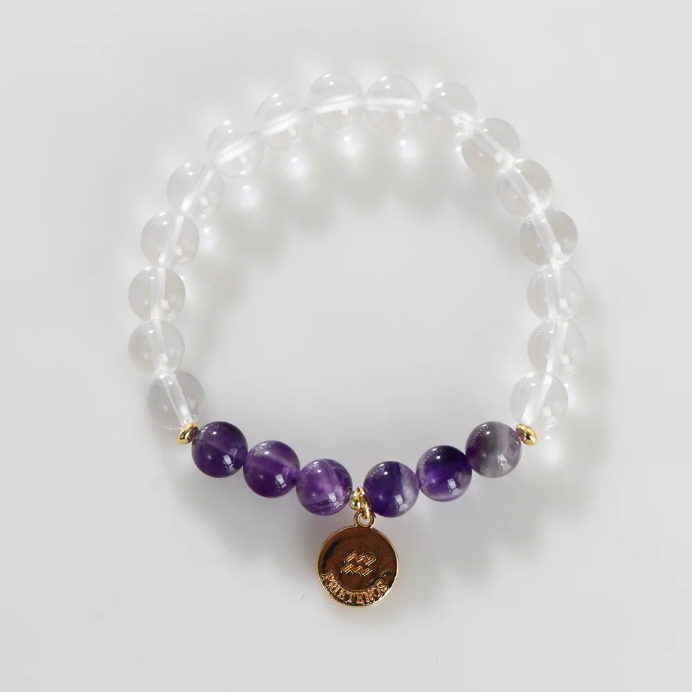 Zodiac Birthstone Bracelet - Healing Crystal Bracelet with Zodiac Charm