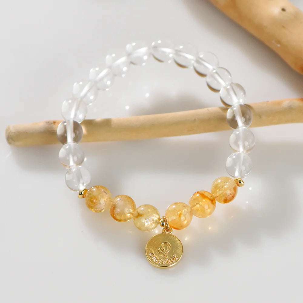 Zodiac Birthstone Bracelet - Healing Crystal Bracelet with Zodiac Charm