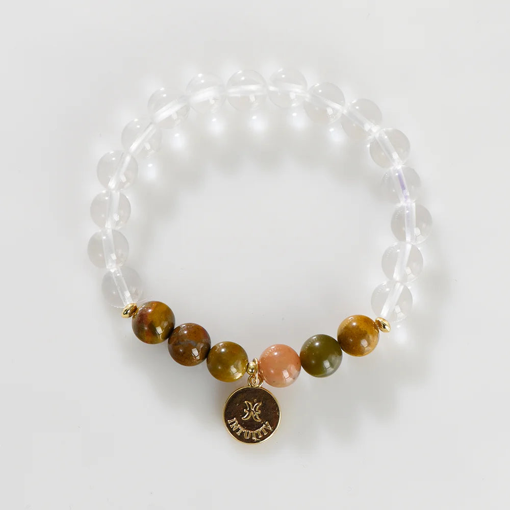 Zodiac Birthstone Bracelet - Healing Crystal Bracelet with Zodiac Charm