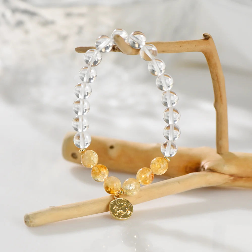 Zodiac Birthstone Bracelet - Healing Crystal Bracelet with Zodiac Charm