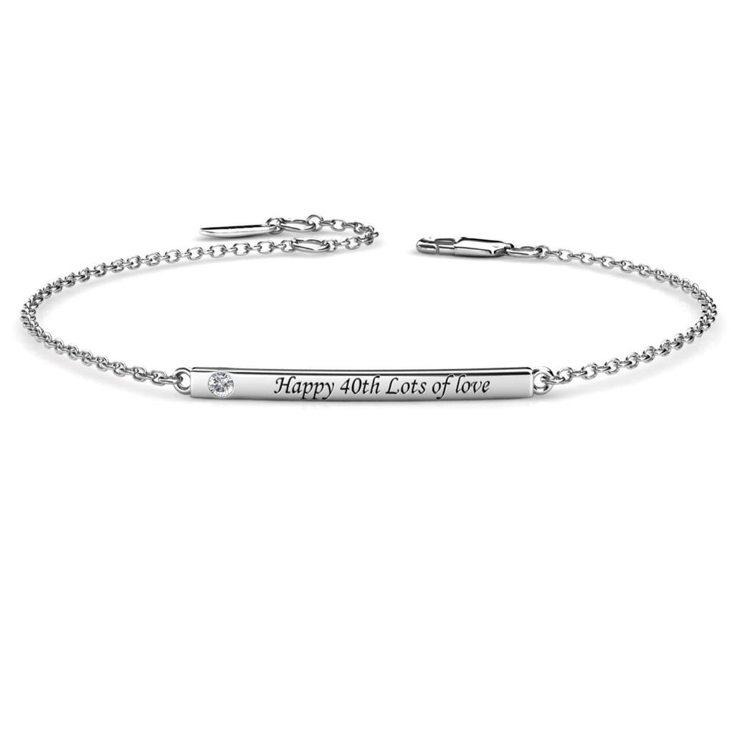 Personalised Silver Fingerprint Duo Bar Bracelet  Button and Bean